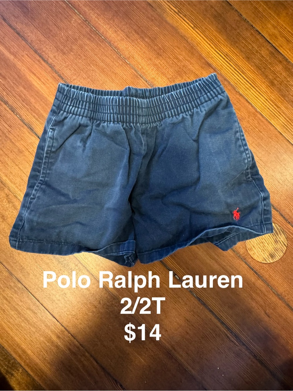 Polo by Ralph Lauren Navy Blue Kids Elastic-Waist Shorts with Red Logo